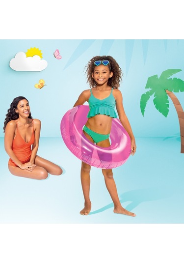 Çocuk Yüzme Simidi - Intex - Şeffaf Jumbo - Mor - 76 Cm 59260