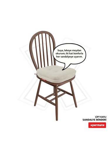 Xpermate Çift Kat Sandalye Minderi 42x42x8 Bej