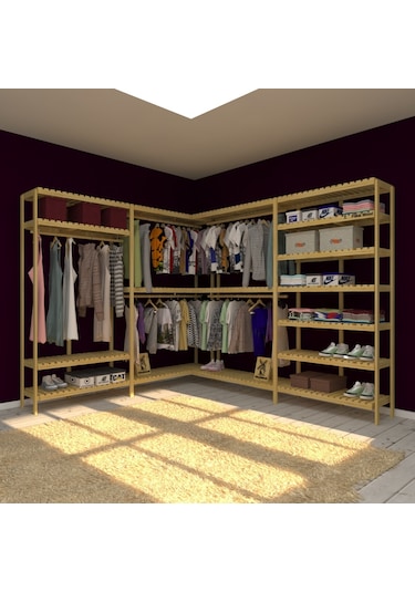 Beleza - Açık Ahşap Gardırop - Robot Süpürge Kullanımı İçin Uygun