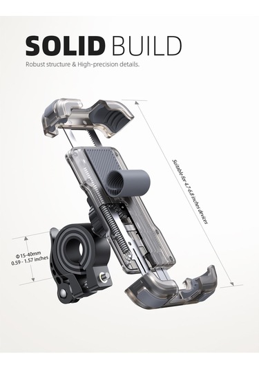 Lamicall Motosiklet Ve Bisiklet Telefon Tutucu Ayarlanabilir Bp03t Transparan