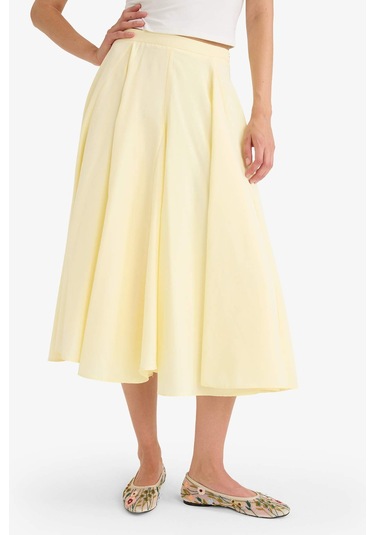 Defacto A Kesim Normal Bel Astarlı Poplin Maxi Etek G0777ax25smyl504 Sarı