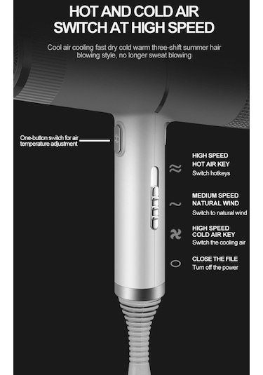 Lixiaqu01 Yüksek Hızlı Negatif İyonik Saç Üfleyici Kurutucu