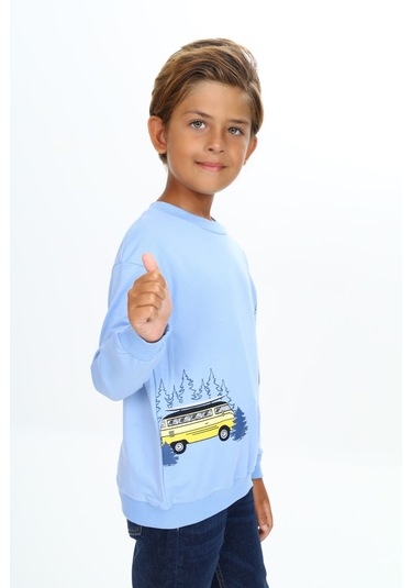 Toontoy Erkek Çocuk Baskılı Sweatshirt Mavi