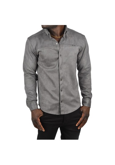 Deepsea Erkek Füme Çıtçıtlı Süet Gömlek 2500556 Füme