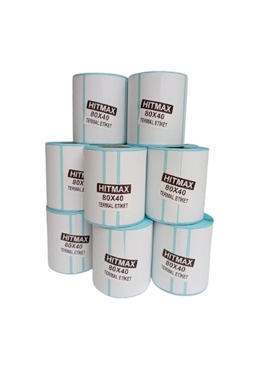 80X40 TERMAL ETİKET TOPLAM 12 RULO 1.KALİTE (TAM METRAJ)
