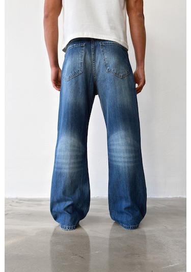 Flaw Yıkamalı Lazer Baskı İspanyol Paça Jean-29646 Mavi