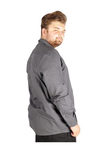 Mode Xl Büyük Beden Erkek Klasik Gömlek Likralı 20351 Füme 001