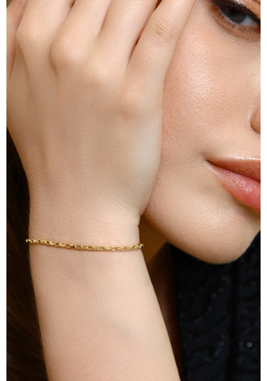 Altınkesesi Altın Parlak Zincir Bileklik Unisex - Sarı Sarı Altın
