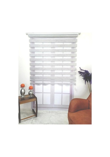 Gri Bambu Zebra Stor Perde Etek Dilimli