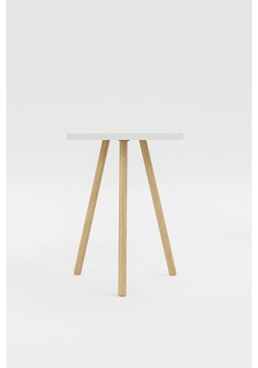 İntergo Kare Tasarımlı Ahşap Ayaklı Tekli Zigon Sehpa Beyaz