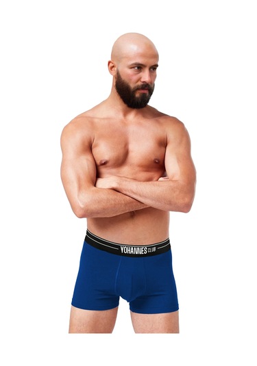 Yohannes Club, Erkek Özel Bölmeli Pamuklu Boxer, Renk Seçenekli, Tekli Paket Saks Mavisi