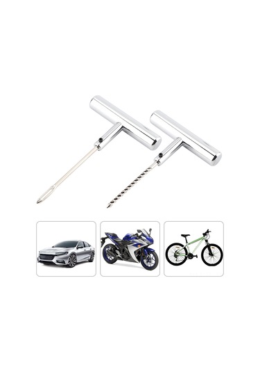 Lemestar Oto-motosiklet-mountain Bike Vakum Lastik Tamir Aleti Seti, Krom Vanadyum Çelik, Pas Koruma, Kolay Kullanım, 2 Parça Çatal Tipi Matkap + Genişletici Matkap