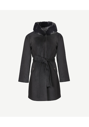 Yargıcı Kapüşon Detaylı Palto Siyah