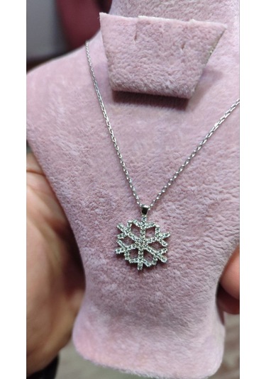 Modagümüşevi 925 Ayar Gümüş Kar Tanesi Kolye, Gümüş Kadın Kolye, Kar Tanesi Kolye