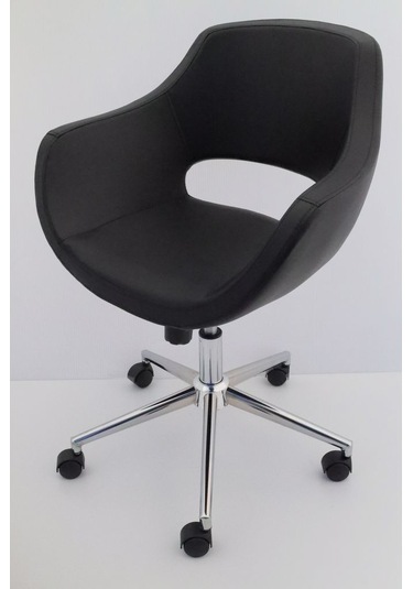 Ultra Siyah Deri Ofis Çalışma Sandalyesi