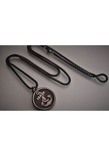 Antik Paslanmaz Çelik Denizci Çapa Erkek Kolye /60 Cm Zincirli Silver