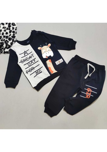 İkili Baskılı 6,12,18,24 Ay Bebe Takımı Siyah