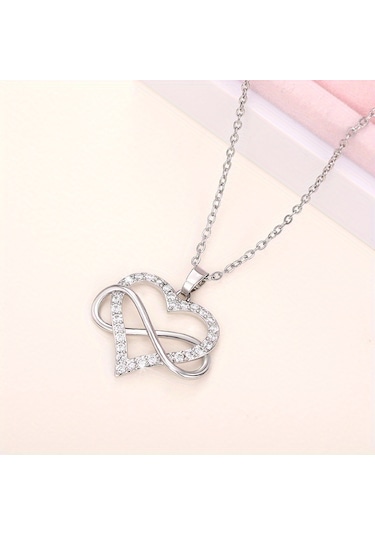 Sonsuzluk Kalpli Bayan Kolye Gümüş - Beyaz
