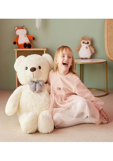 Rengarenk Papyonlu Peluş Ayıcık - 90 CM