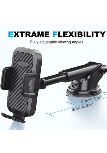 Primepickings Siyah 2'li 1 Arada Güçlü Emişli Araç İçin Telefon Tutucu Tüm Telefonlar İçin Yıkanabilir