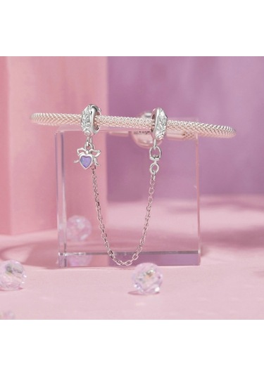 S925 Gümüş Platin-plakalı Opal Yay Güvenlik Zinciri Diğer Çok Renkli