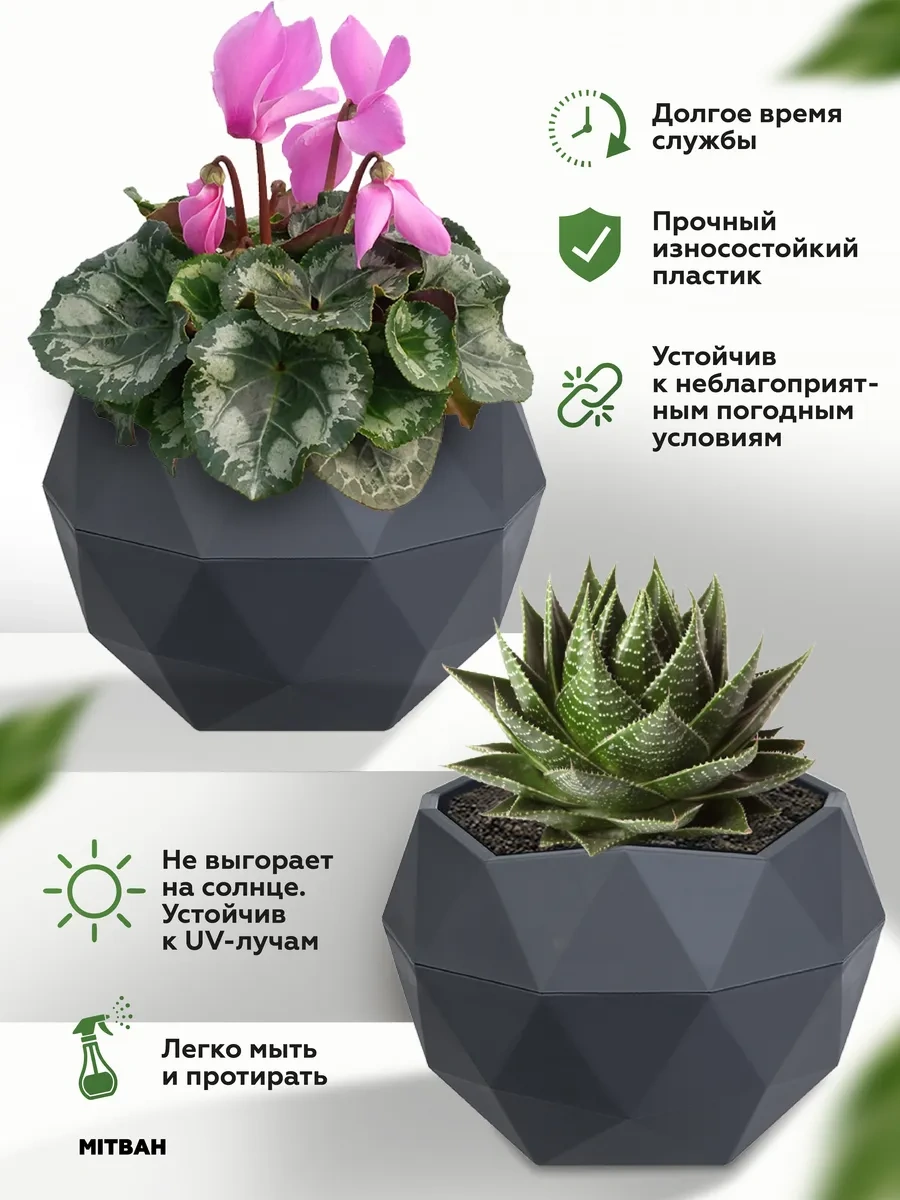 Mıtbah 2 Adet 1,2 Litrelik Küçük Çiçek Saksısı Seti 265269998