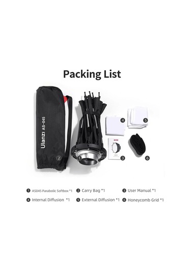 Ulanzi As-045 Izgaralı Ve Gridli Softbox 45cm 3308