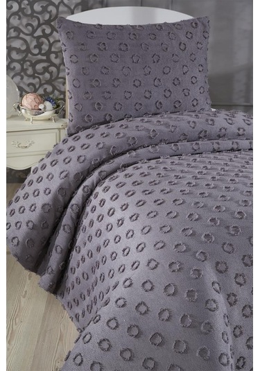 Çeyiz Diyarı Konik 2 Parça Tek Kişilik Pike Takımı Antrasit Antrasit