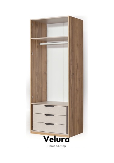 İzgi 10 Temperli Cam Kapaklı Gardırop Dolap Ceviz