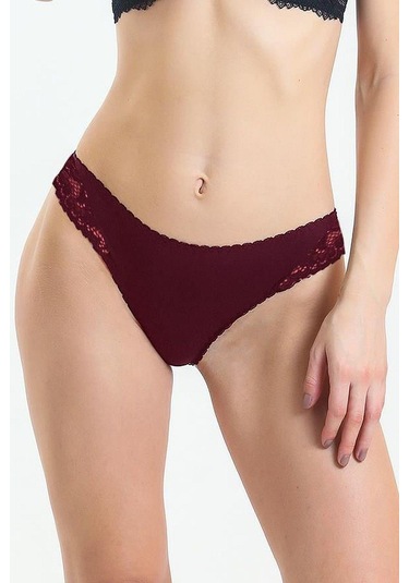 Magic Form 717 Kadın Önü Kumaş Arkası Dantel Külot-bordo Bordo