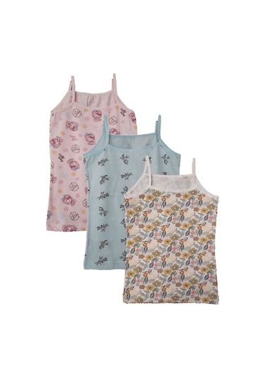 Kota 3Lü Kız Çocuk Ip Askılı Desenli Atlet Pamuklu Fanila