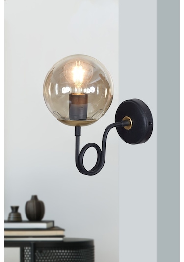 Luzarana Gali Sarı-siyah Metal Gövde Bal Rengi Camlı Tasarım  Aplik