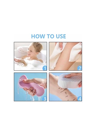 Gajeena 2 Adet 3d Duş Spongesi - Yumuşak Dokulu, Deri Ölü Hücrelerini Temizleyen, Evde Kullanımı Kolay Peeling Aleti Diğer