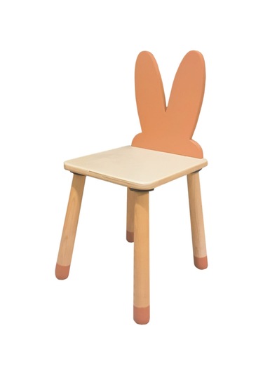 Woodnjoy Wood & Joy Doğal Ahşap Renkli Çocuk Sandalye Tavşan Pembe