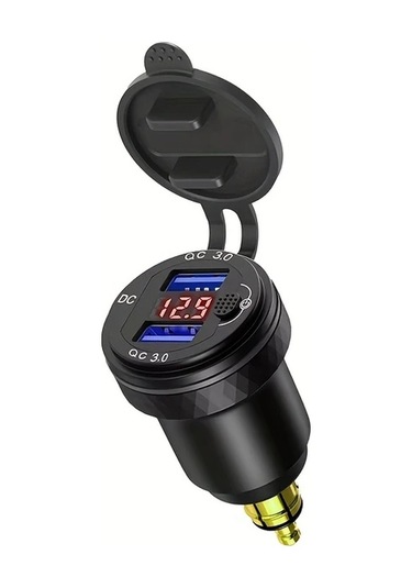 Motion003 Çift Hizli Sarj Cihazi 3.0 Usb Led Ekranli Alüminyum Dın Hella Fiş 12v-24v Yeşil