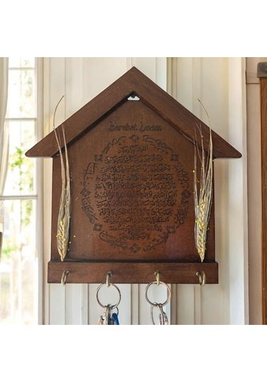 Pelince - Bereket Duası Anahtarlık - Anahtar Askılığı - Başaklı Model - 26.5 Cm Kahverengi