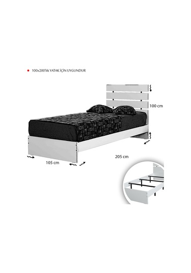 Pasifichome Huga Tek Kişilik Ahşap Karyola Komodin Takım Meşe 100 Cm