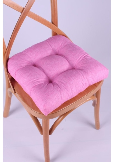 Altınpamuk Altınpamuk Lina Pofidik Pembe Sandalye Minderi Özel Dikişli Bağcı