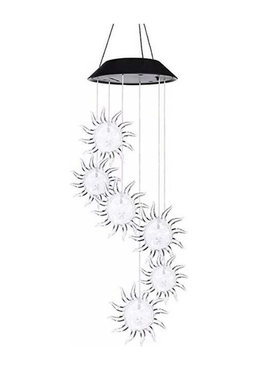 Elmpaly Geeroyoo Renk Değiş. Güneş Enerj. Rüzgar Çanı, Su Geçirmez Led Bahçe Aydınlatma, Şeffaf Şeffaf