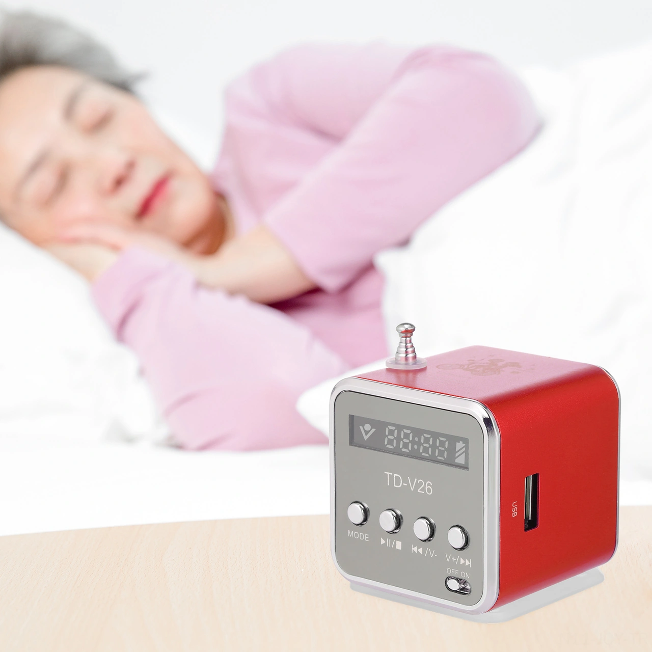 Youmex Kırmızı Taşınabilir Mini Hoparlör - Aux In/tf Kart/usb/fm Radyo Desteğiyle Müzik Dinleyin