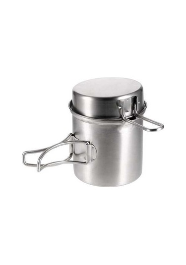 Tongxida Kamp Ve Doğa Etkinlikleri İçin Paslanmaz Çelik Tek Tencere - Taşınabilir Saklama Çantasıyla Gri Gümüş