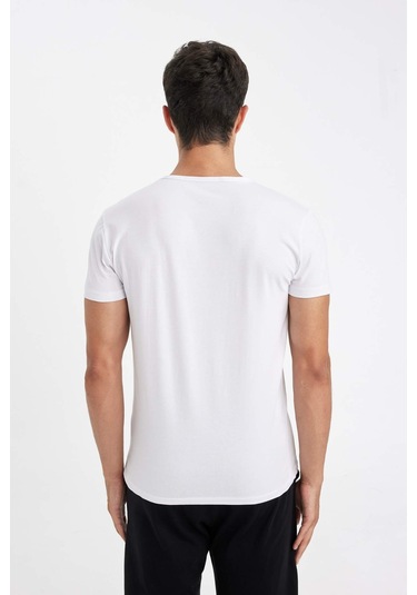 DeFacto Slim Fit Dar Kesim Bisiklet Yaka Kısa Kollu Pijama Üstü L4885AZ24WNWT34