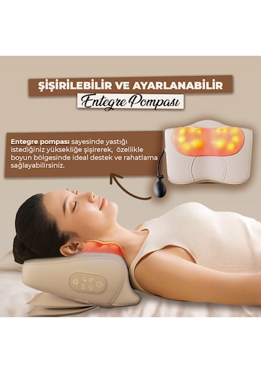 Rlx40 Taşınabilir Şişirilebilir Ovmalı Isıtmalı Masaj Yastığı Krem