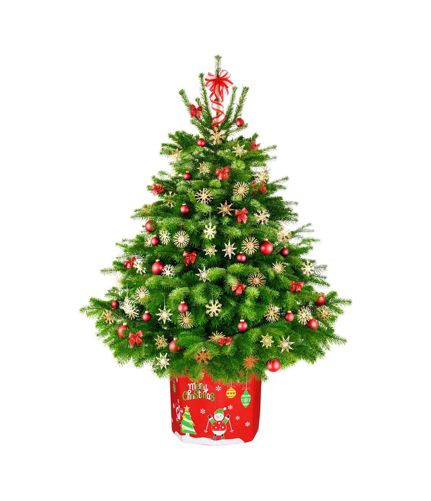 Kangvka Kumaş Noel Ağacı Taban Kutu, 30x36cm, Katlanabilir, Gülümseyici Desenli, Ev/restoran Dekorasyonu Diğer