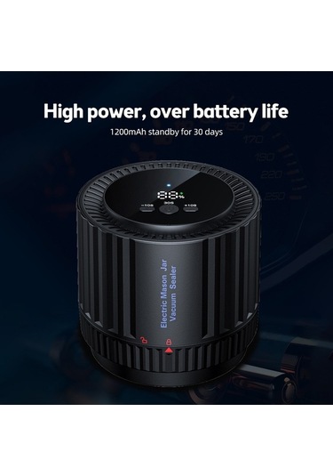 Novahub Abs Ve Silikon Vakumlu Kavanoz Mühürleyici, 60kpa Emiş Gücü, 3.5l/s Hava Akışı, 150sn Çalışma Süresi Siyah Siyah