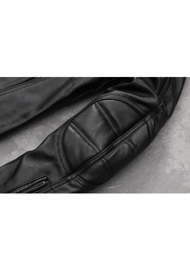 Polar Kapüşonlu Hakiki Deri Mont Siyah