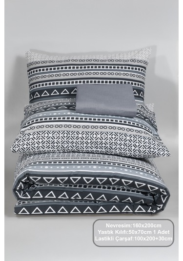 Elart Bruno Nevresim Takımı Tek Kişilik Lastikli Çarşaf 160x220 Cm Renksiz