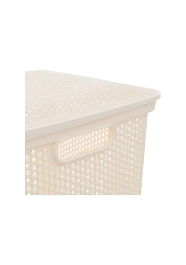 Qutu Ahşap Görünümlü Çamaşır Sepeti - Beyaz - 55 Lt Beyaz
