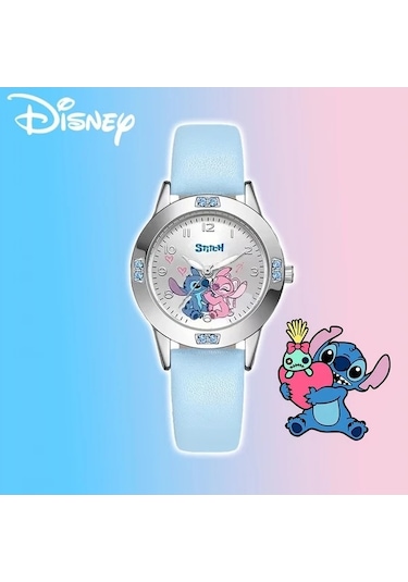 Trendooze Disney Stitch Çocuk Kol Saati Mavi Doğum Günü Hediyesi Okul Ofis Çocuklar İçin Mavi