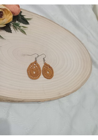 El İşi Örgü Küpe Kahverengi